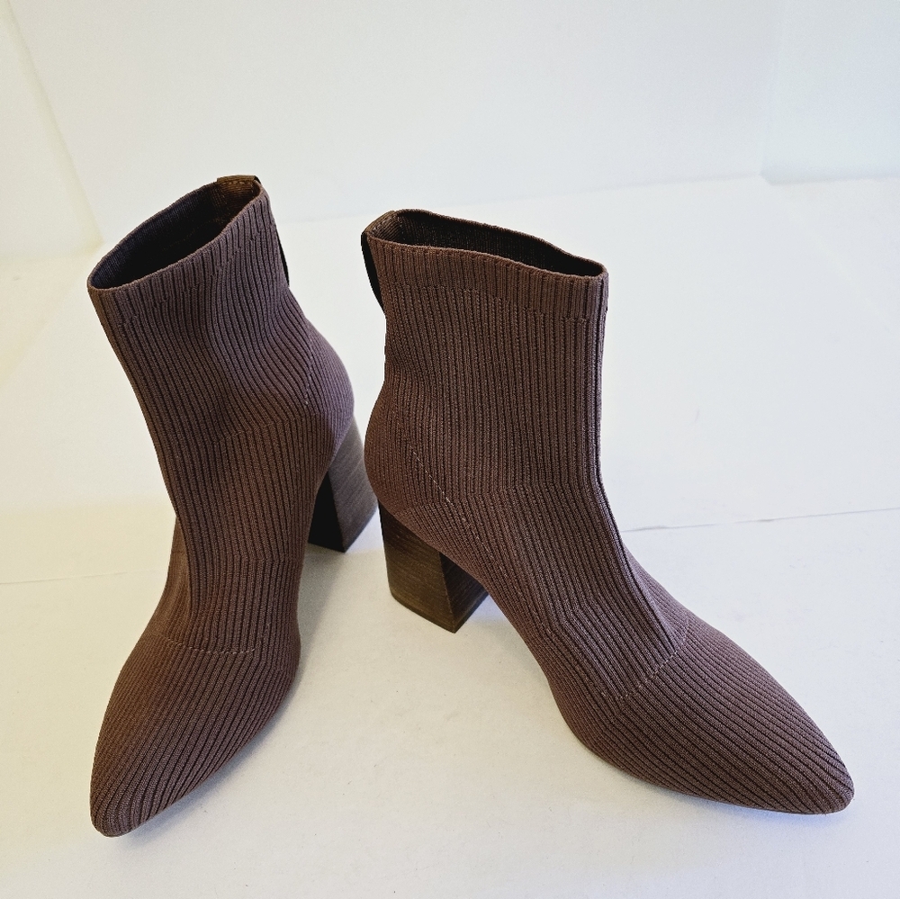 Steven New York Steve Madden Women's  Sock Booties Block Heels Cognac Size 9